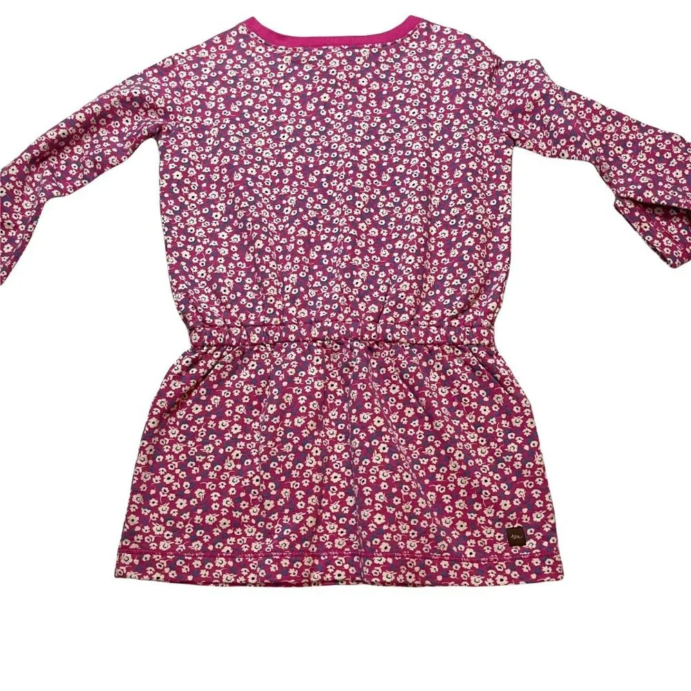 Tea Collection Ditsy Drawstring Dress Girls Size‎ 5 100% Cotton Pink, Floral NEW